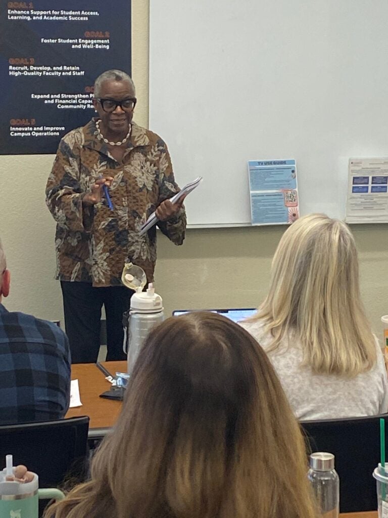 Dr. Kathleen McElroy lecturing